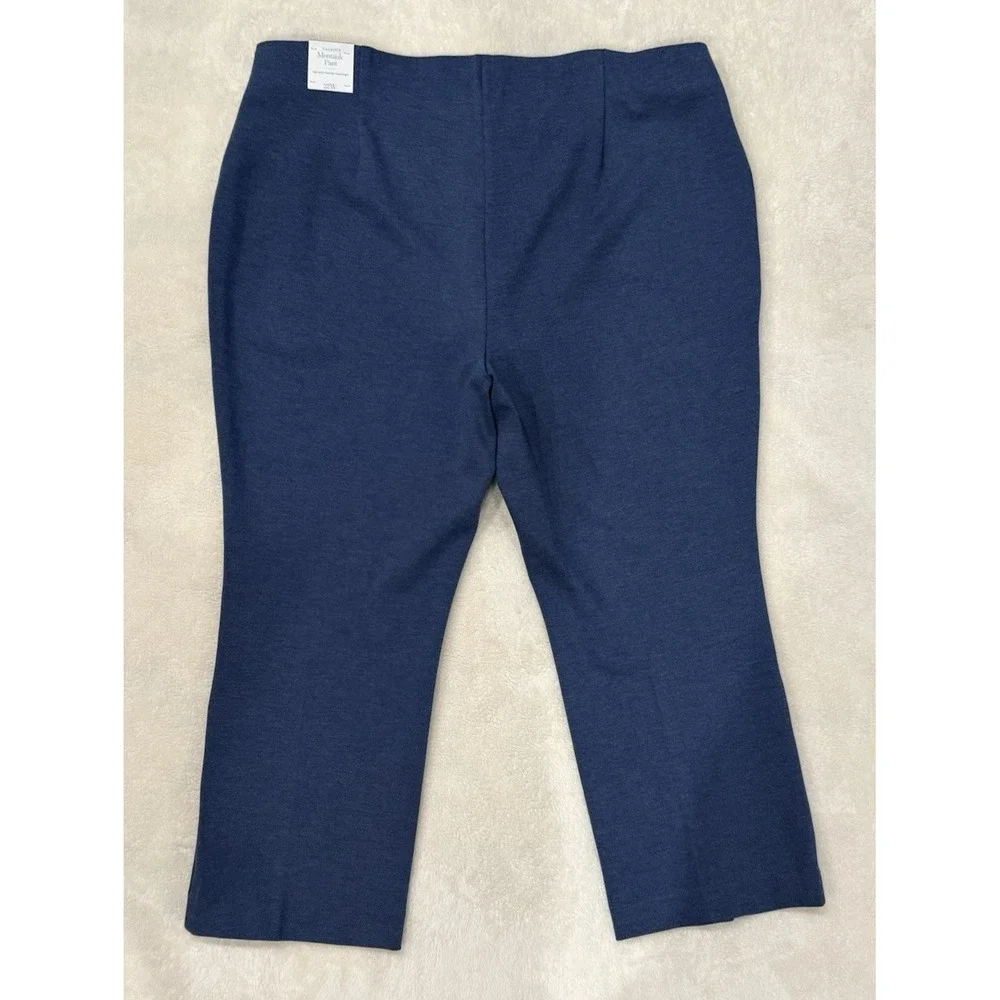NWT Talbots Women's MONTAUK Pants Sz 22W Blue High Waist Ankle Flare Leg Pull-On